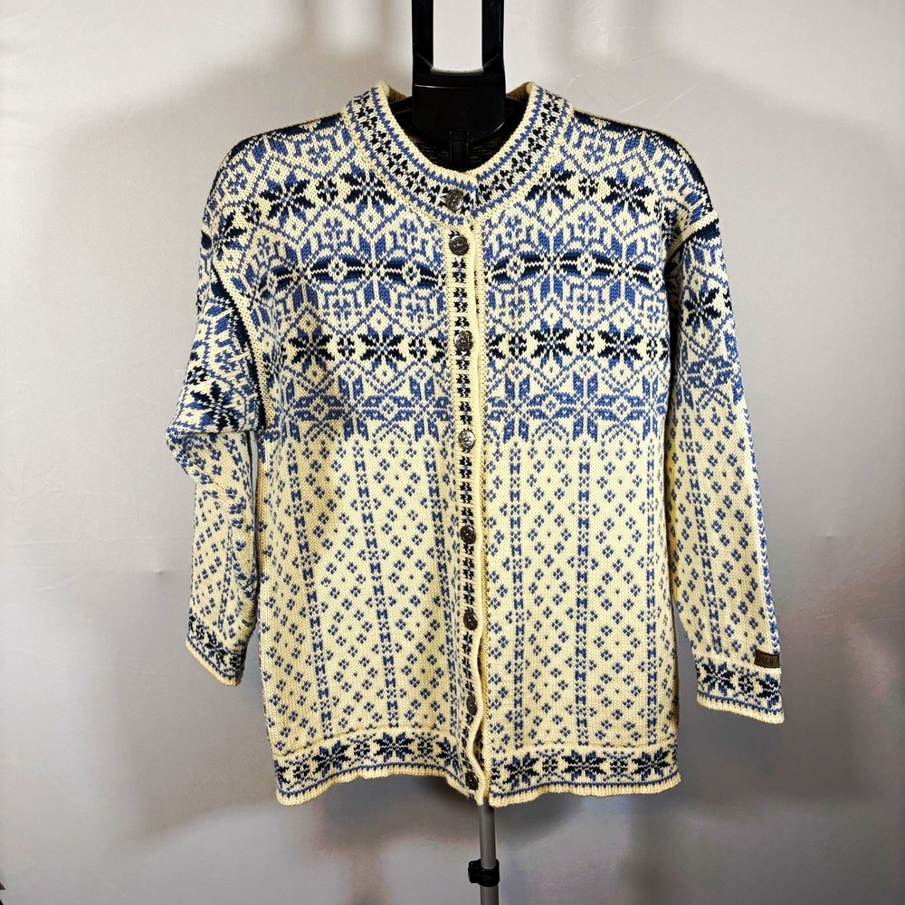 Dale of Norway Women's XL Fair Isle Wool Cardigan Nordic Scandi Girl Ski Minimal